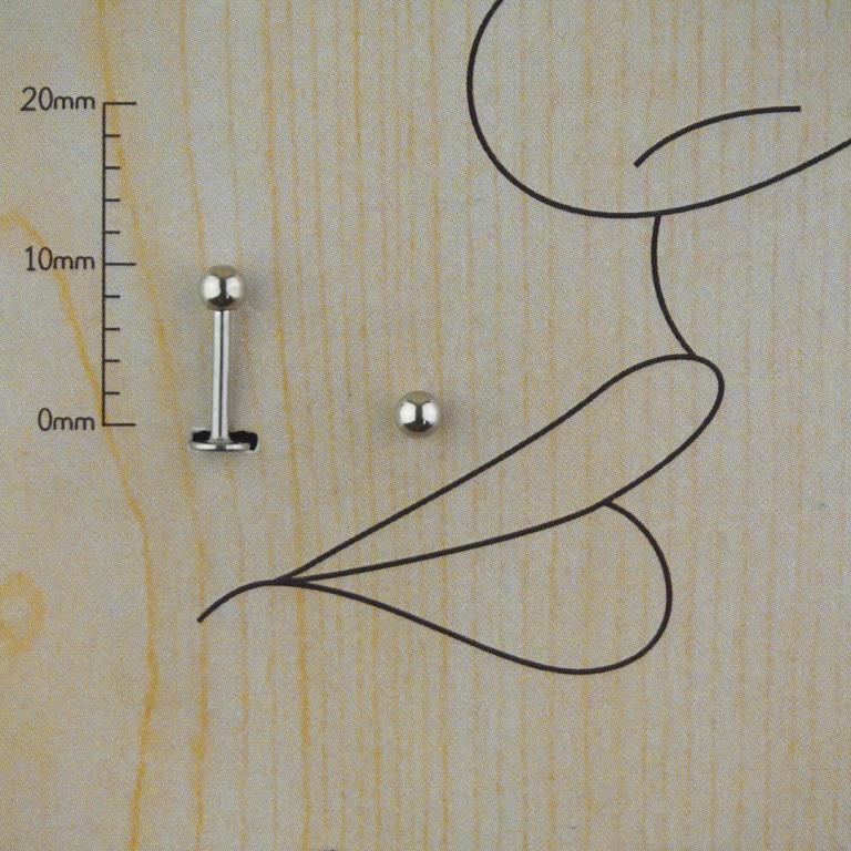 Top 3mm x 8mm x 1.2mm Çelik Labret Piercing - Görsel 2